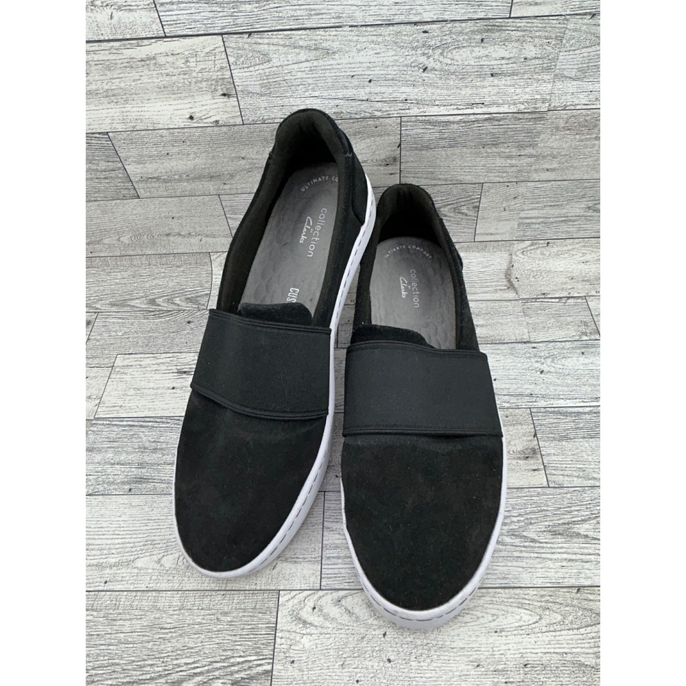 Clarks Collection Women Black Suede Slip On‎ Sneakers 261529364070 Size 9.5M